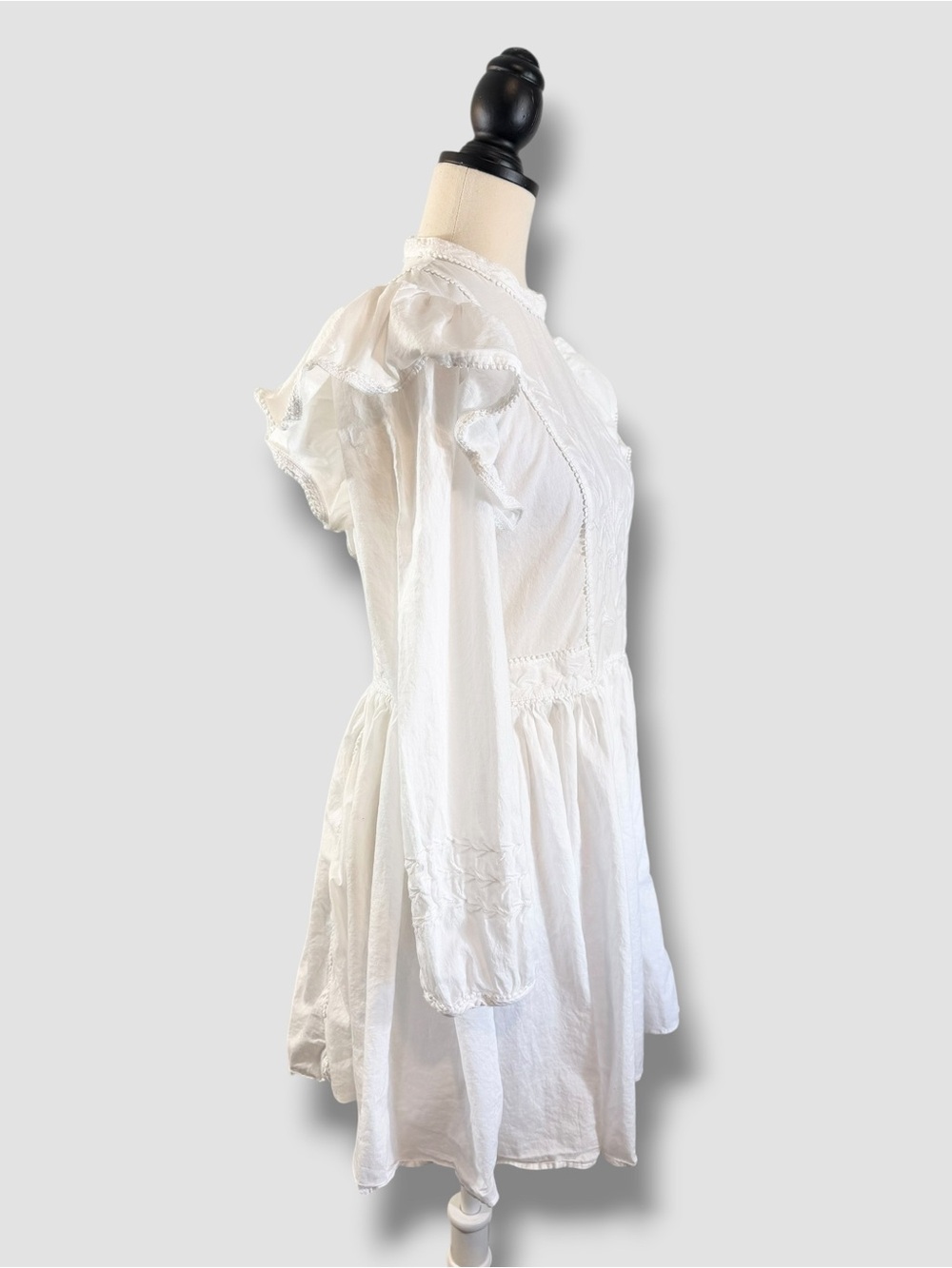 Banana Republic Esme Embroidered Mini Dress XS White Bridal Cottagecore Spring - Picture 8 of 15